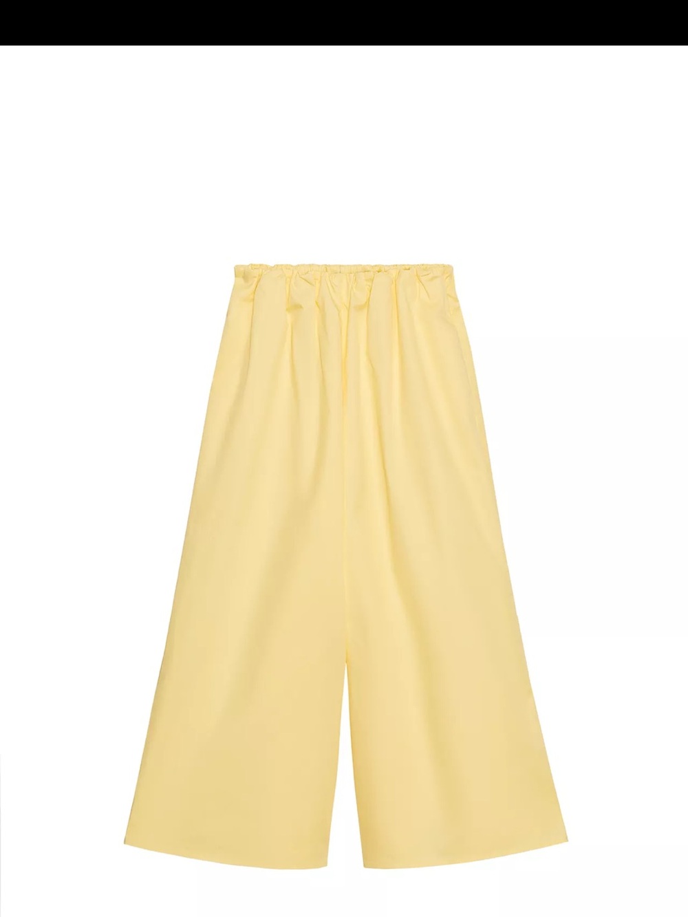 Zara Wide-Leg Elastic Waist Pants in Pale Yellow